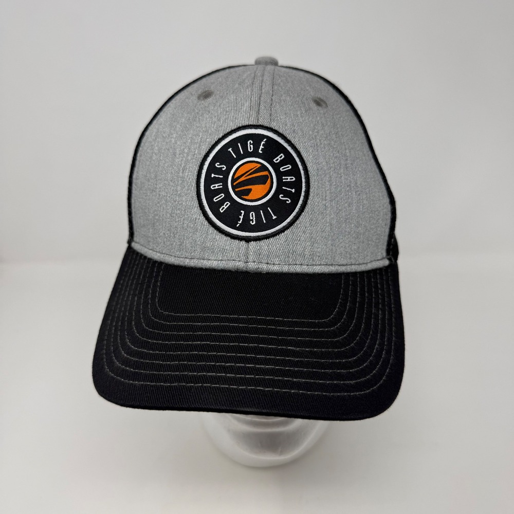 Tige Boats Trucker Hat Grey Black Embroidered Patch Snapback Mesh‎ Cap OSFM